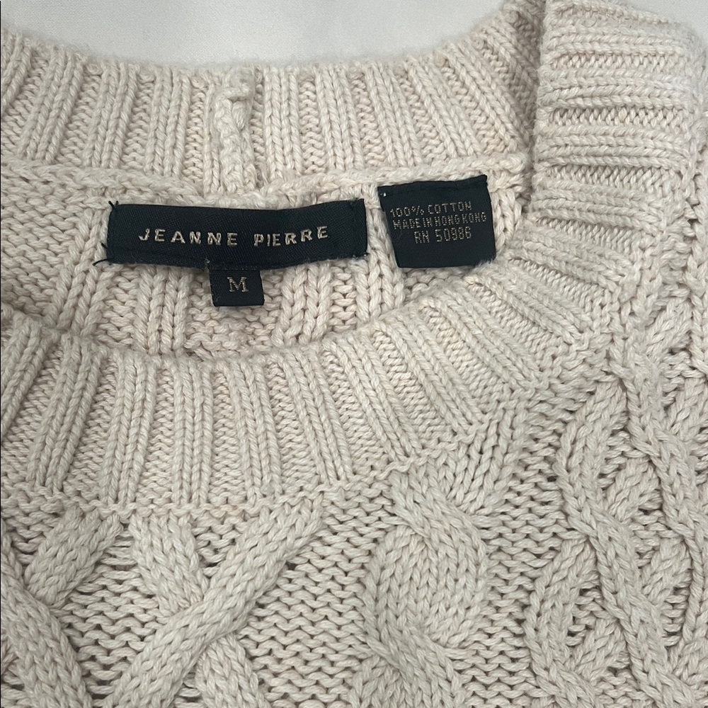 JEANNE PIERRE Cable Knit Sweater in Cream - Picture 2 of 2